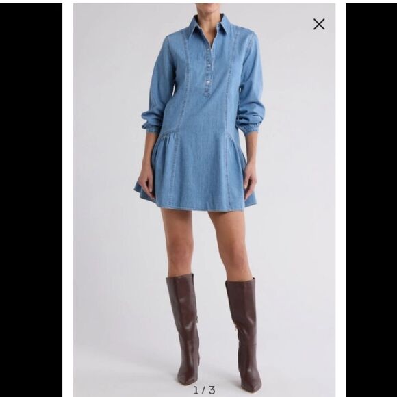 NEW Veronica Beard Chaia Denim Dress Iceberg Size 10 - Picture 2 of 13